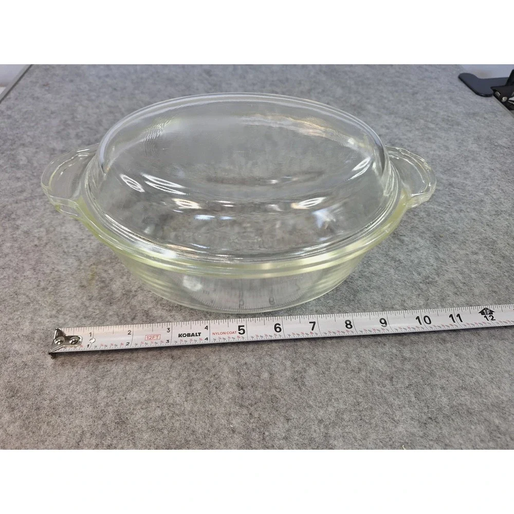 Anchor Hocking Fire-King Clear Glass Oval Casserole Dish with Lid 1.5 Qt 467 USA